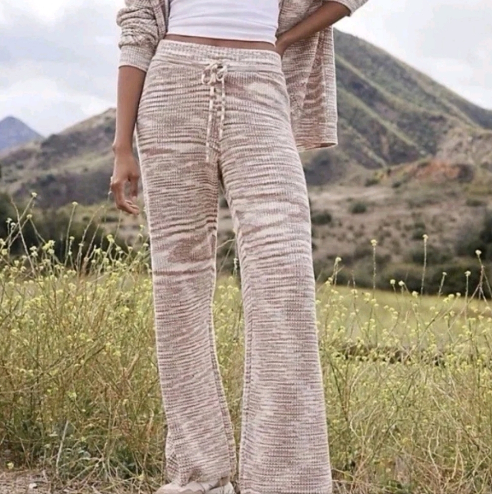 Spiritual Gangster Jordana Space Dye Wide Leg Knit Pants Medium NWT